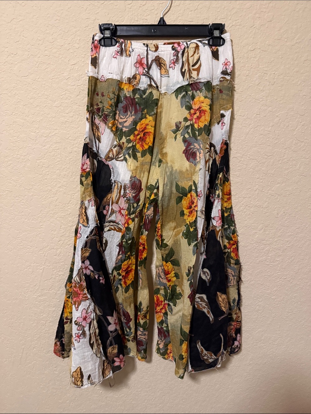 ETC Floral Boho wide leg pants - Yellow Black Green